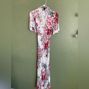 Forever 21 White Maxi Dress with Pink Floral Print